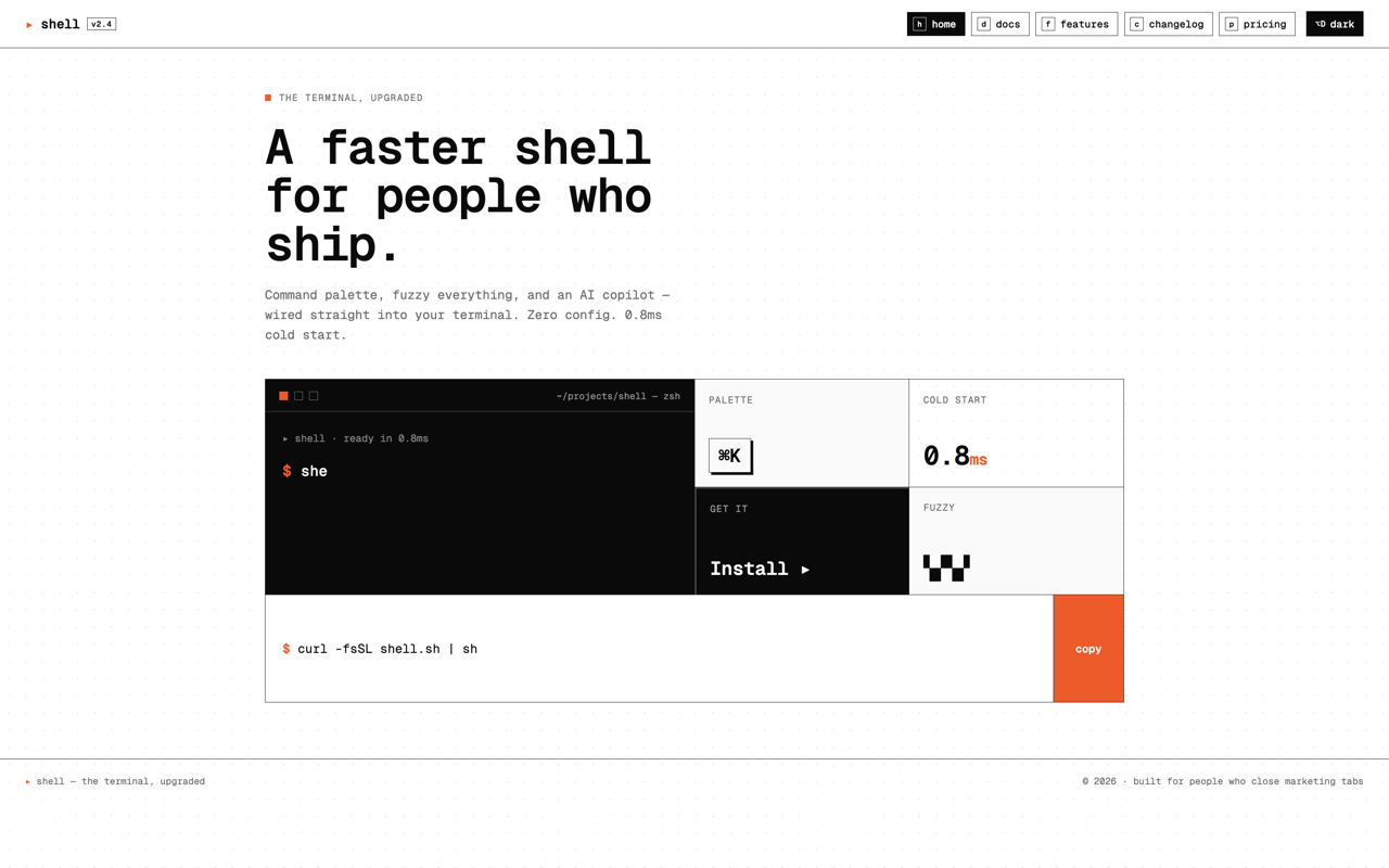 Developer tool website design — Bold & techy