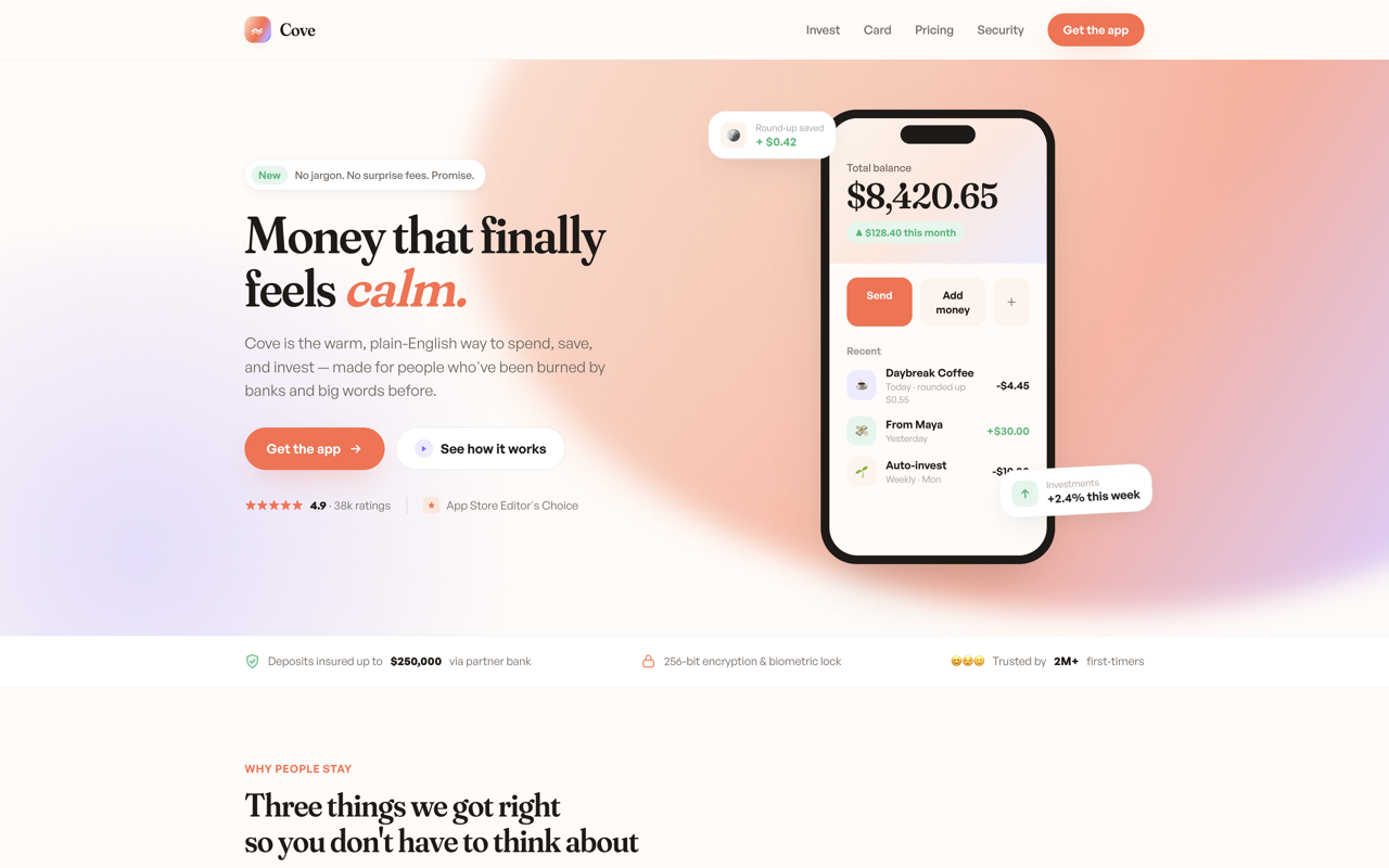 Fintech & banking website design — Friendly & approachable
