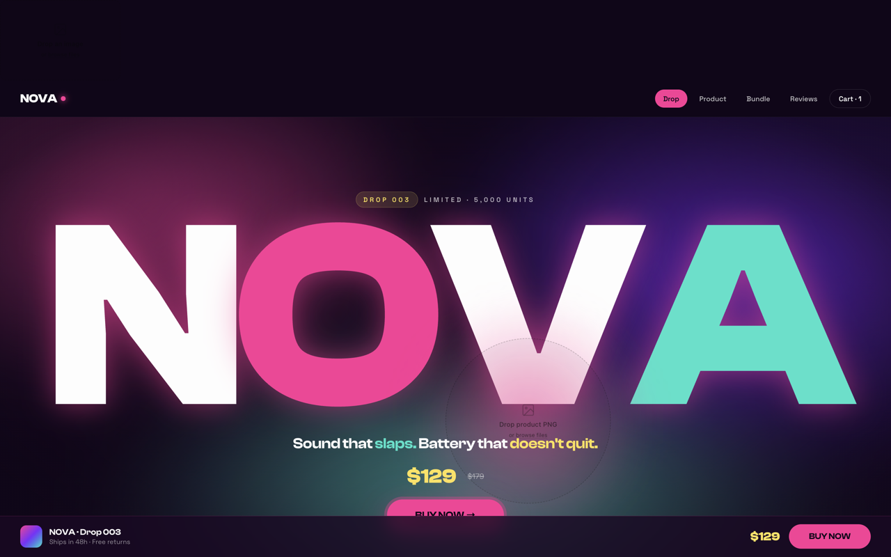 Product brand website design — Bold & punchy