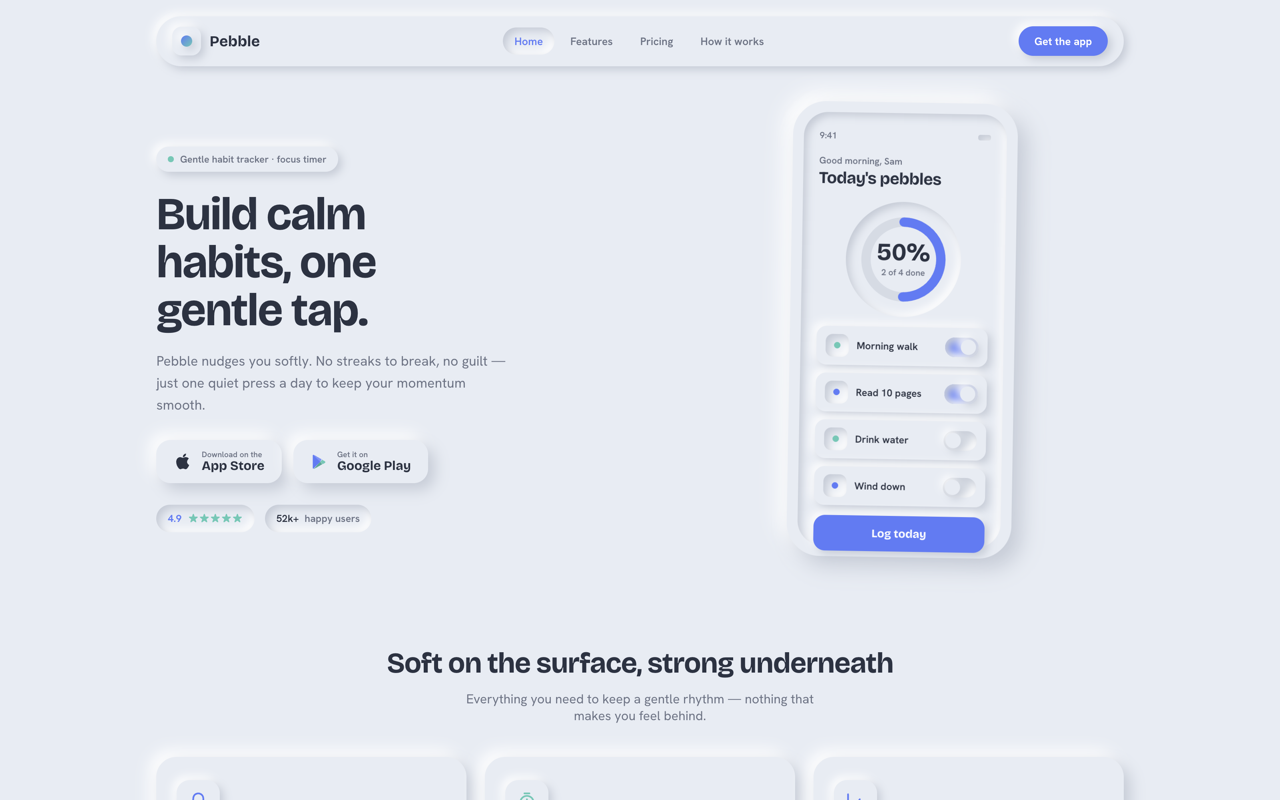 Mobile app website design — Soft & modern