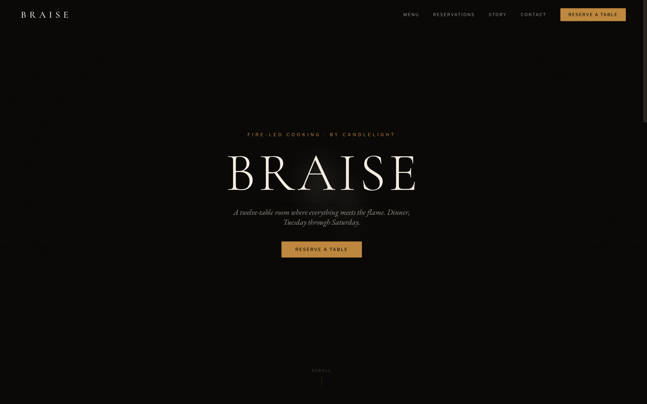 Restaurant website design — Dark & cinematic