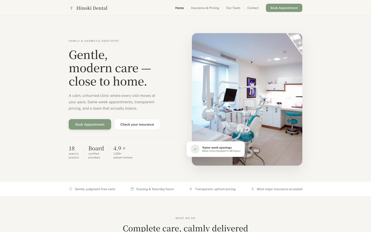 Dental & medical website design — Calm & minimal