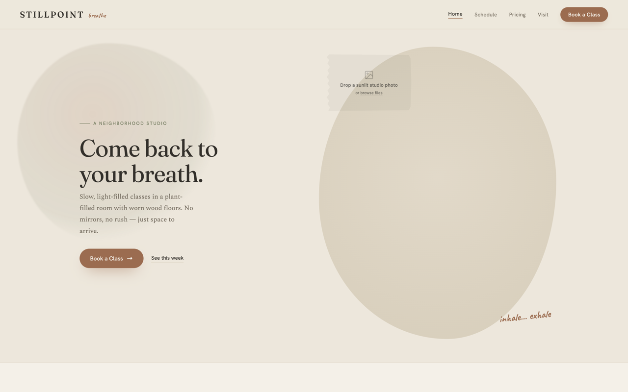 Yoga & wellness website design — Calm & earthy
