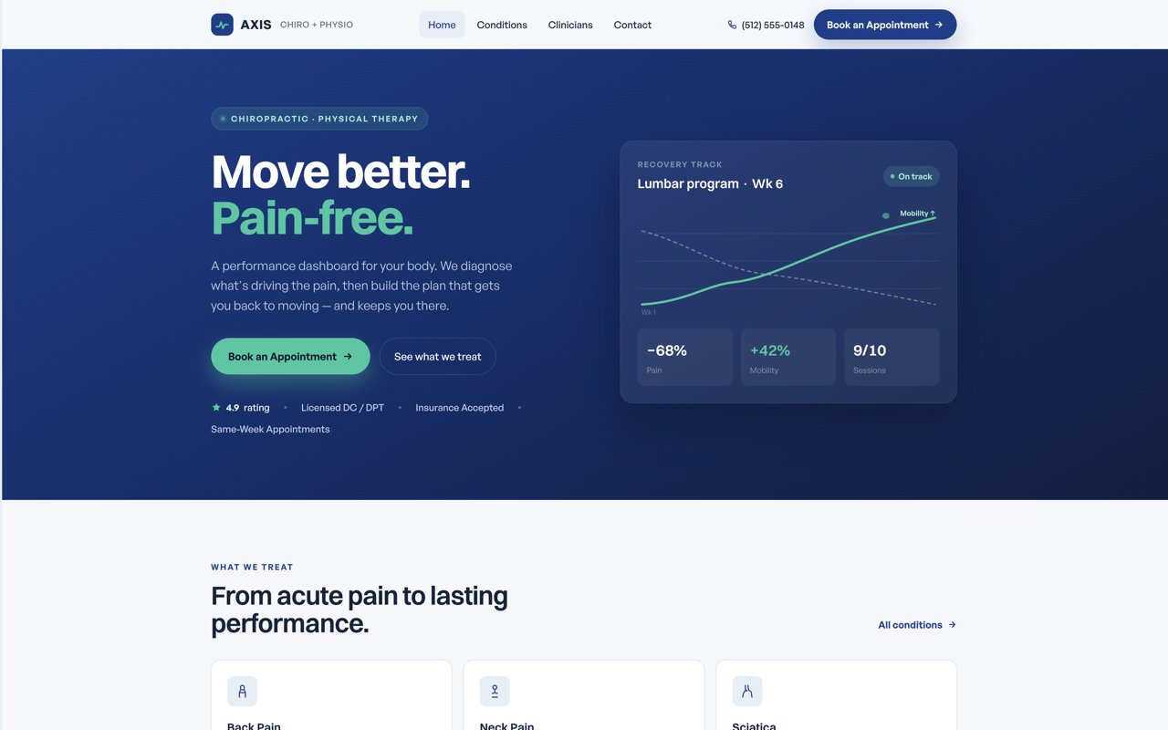 Chiro & physio website design — Clean & active