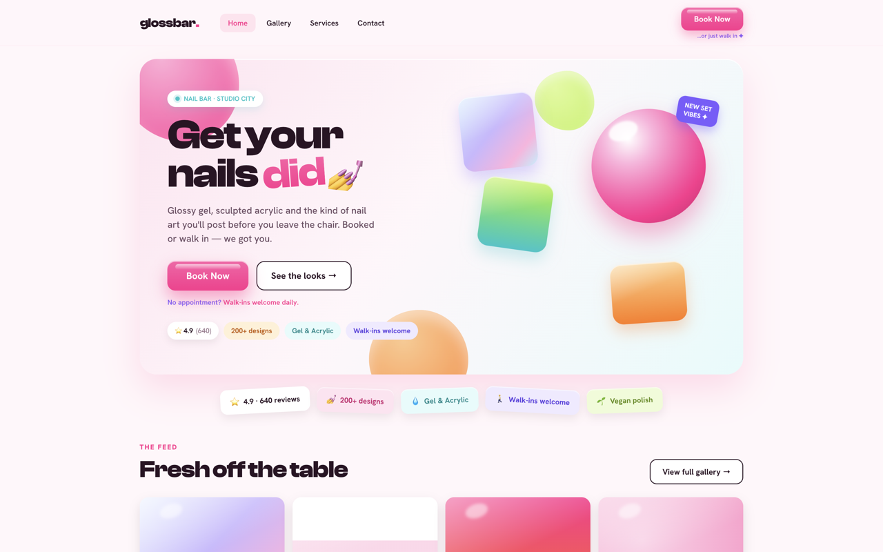 Nail studio website design — Bright & glossy