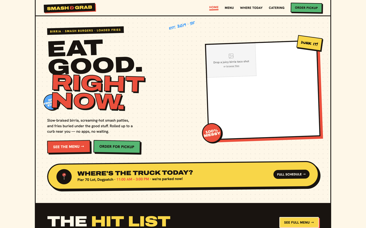 Food truck website design — Loud & playful